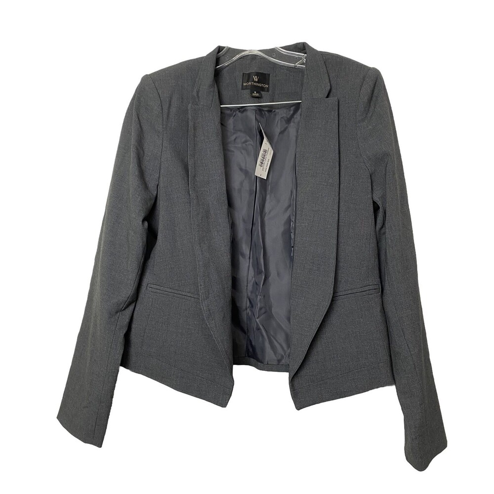 Worthington Gray Blazer Open Size 8 Business Work Wear Office